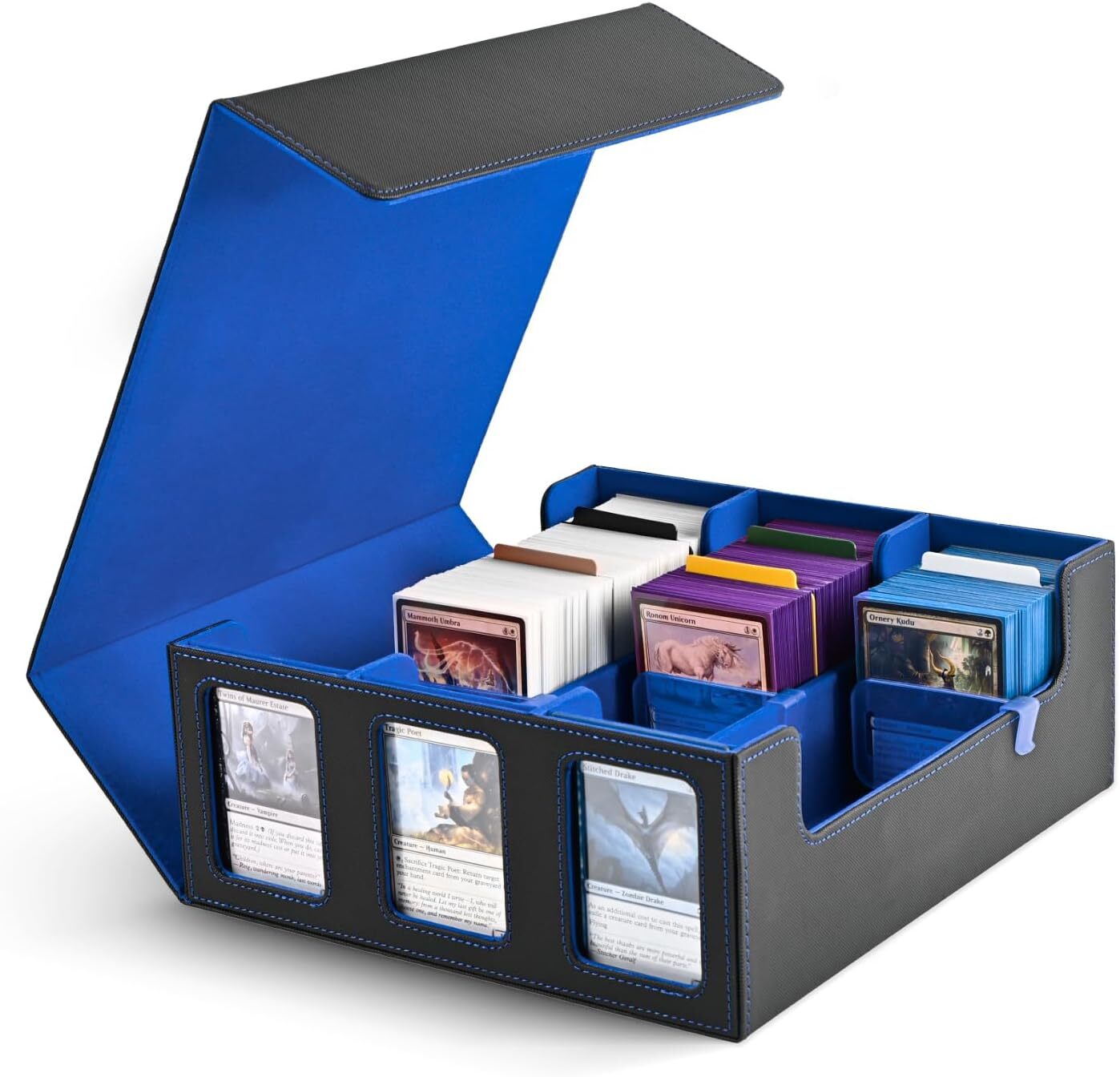 Trading Card Storage Box for Commander Display, 1800+ MTG Deck Box with 3 Toploa