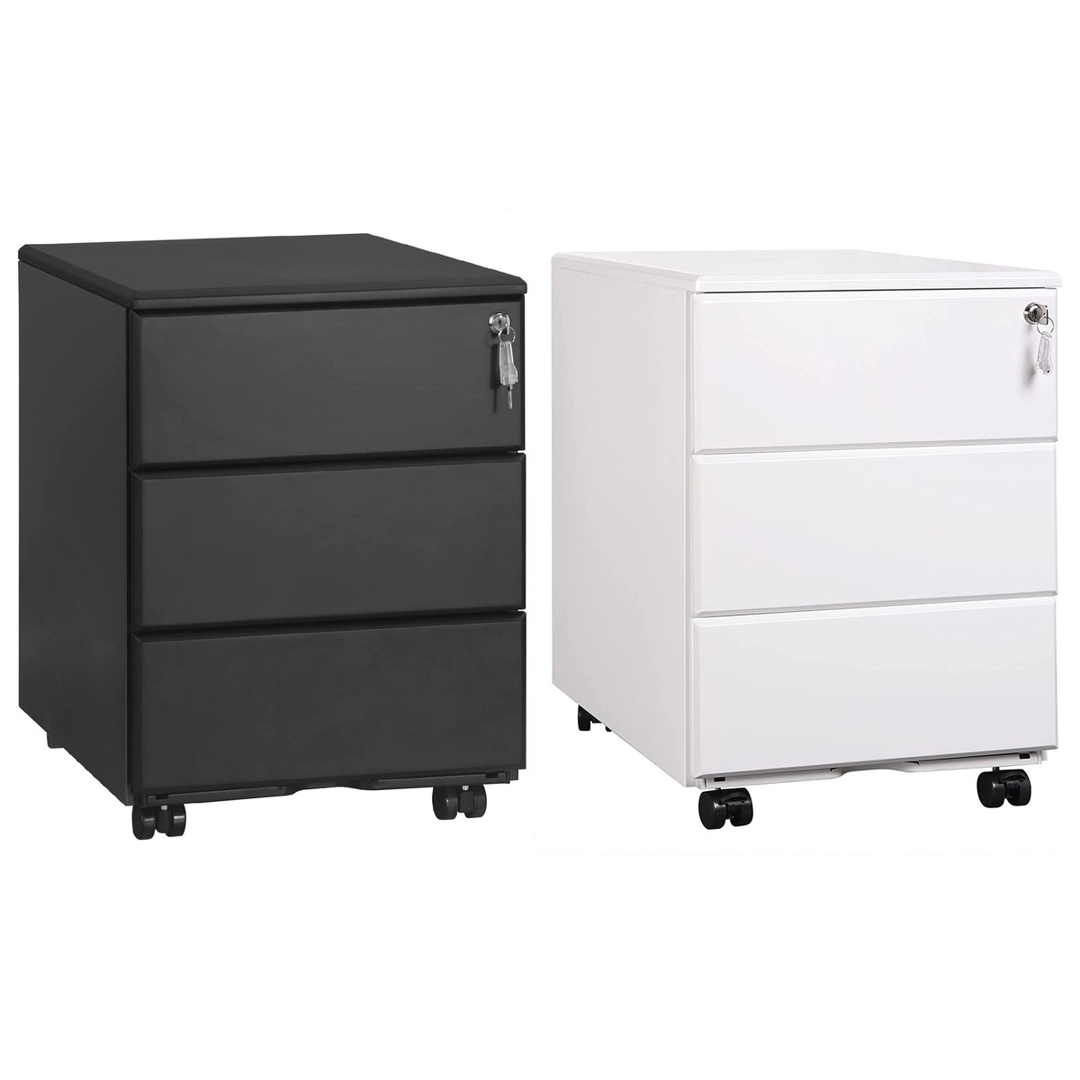 Cassettiera Da Ufficio Con Rotelle WOLTU - 3 Cassetti Con Serratura, Mobiletto Bianco Pre-Assemblato - Foto 2