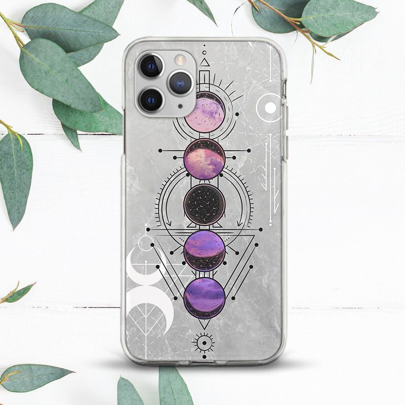 Astrology Moon Phase Purple Case For iPhone X SE 11 12 13 14 15 Pro Max  XR
