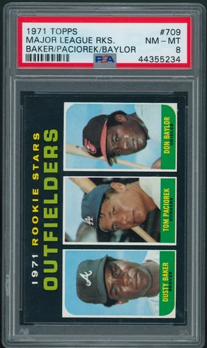 1971 Topps Rookie Stars Outfielders #709 SP HI# PSA 8  D Baker / Baylor RC C3