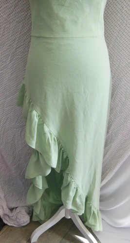 NEW DRESS THE POPULATION Sage CHARLENE Square Neck ASYMM RUFFLE Side Slit GOWN M - Picture 7 of 21