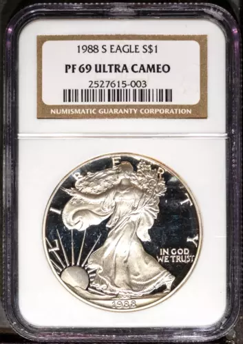 1988-S $1 Silver American Eagle PF69UCAM NGC # 2527615-003 + Bonus