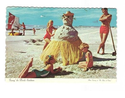 Sunny the Florida Sandman Vintage Postcard unposted Florida beaches