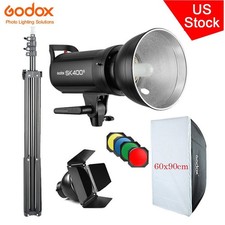 Godox SK400II 110V Studio Flash Head Light 60 90cm Softbox Stand Barndoor Kit