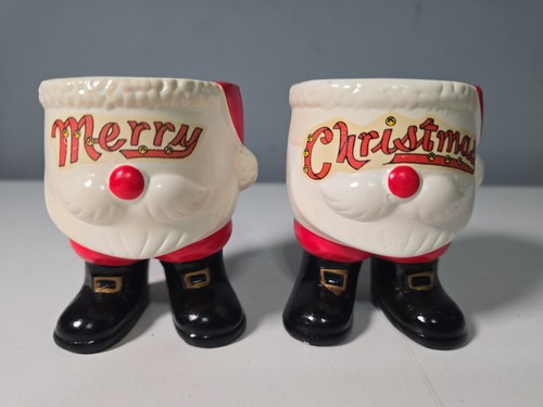 Vintage Merry Christmas Candlestick Holders Santa’s Pants Japan