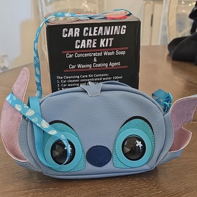 Stitch Lilo & Stitch Blue/Pink Faux Leather Suede Phone Accessory Pouch w/ Strap