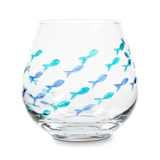 Abbott Collection Blue/Green Fish Stemless Goblet, 21 oz, Blue/Green