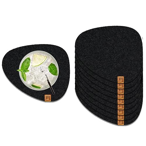 Sous-verres en feutre gris lot de 10 dessous de verre design lavables pour table basse