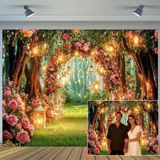 10X8ft Enchanted Forest Backdrop Fairy Tale Wonderland Garden Photography Bac...
