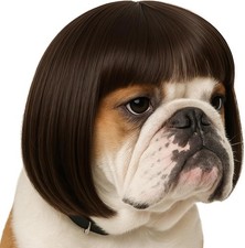 Funny Dog Wig for Small Medium Large Dogs, 7 Inches Pet Costume Elastic Cat Cosp