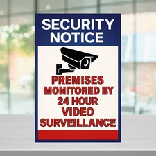 VIDEO SURVEILLANCE Security Burglar Alarm Decal  Warning Sticker Signs PACK of 3