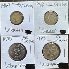 Lot de pièces Liban 5, 10, 50 Piastres 1968, 1969, 1975 multicolore