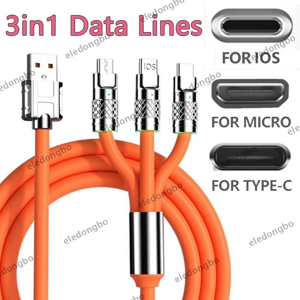 3 in 1 Fast Charging Cable Cell Phone Charger Cord For iPhone Type C Micro USB - Image 2 of 4