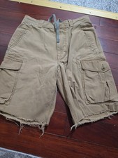 Abercrombie Fitch Cargo Shorts 30 Khaki Y2K Paratrooper Distress Military Grunge