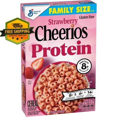 Cheerios Protein Cereal with Strawberry Flavor, Family Size, 15 oz....