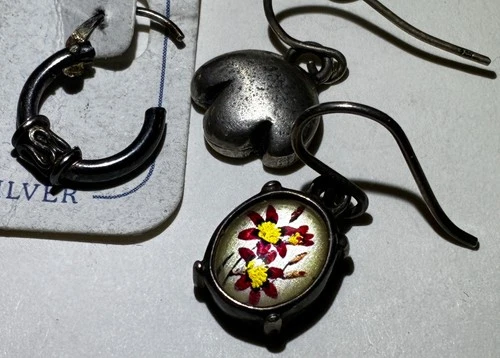 🔥VINTAGE LOT of THREE pairs STERLING SILVER earrings! 13 grams SERIOUS SILVER🔥