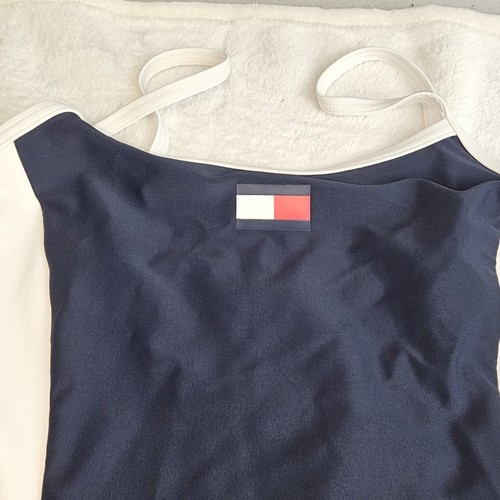Women's Tommy Hilfiger Essential ColorBlock One-Piece Swimwear LARGE red blue - Picture 2 of 5