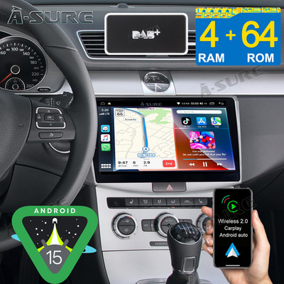 DAB+ 10.1'' 4+64GB Android 15 Autoradio Carplay Navi für VW Passat B7 CC Diesel