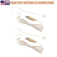 2x Beige Single Earhook Headset mini XLR Microphone for Shure Wireless-TA4F 4pin