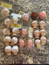 Vintage Fibre Craft Doll Making Heads Lot Apple Head Granny Grandpa.