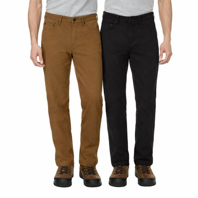 CAT Men's Fleece Lined Canvas Work Pants Trousers Black/Tan, Multiple Size