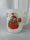 Anchor Hocking 1980 Vintage Milk Glass Strawberry Shortcake Coffee Cup Mug NICE