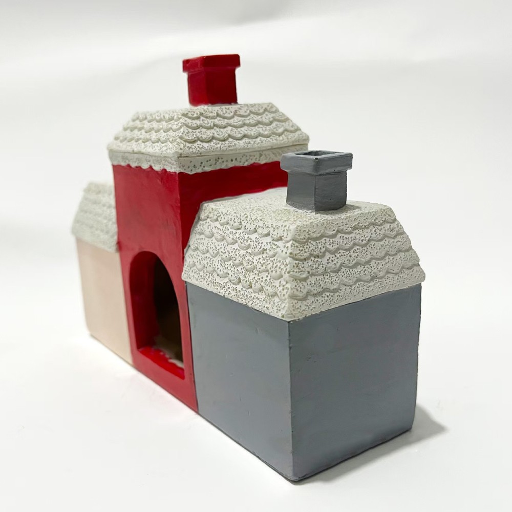 Christmas Village Log Cabin Incense Burner House Resin Incense Cone Holder Decor