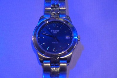 Tissot PR 50 Sapphire Men's Wristwatch Blue Dial Stainless Steel Analog Date
