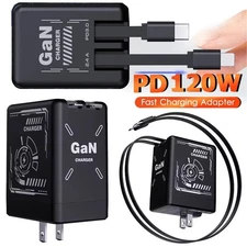 2 in 1 Gan Charger(Type C/L), 120W Compatible Fast, Retractable Wall NEW
