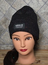 adidas Originals Rib-Knit Fold-Cuff Beanie Black Winter Hat