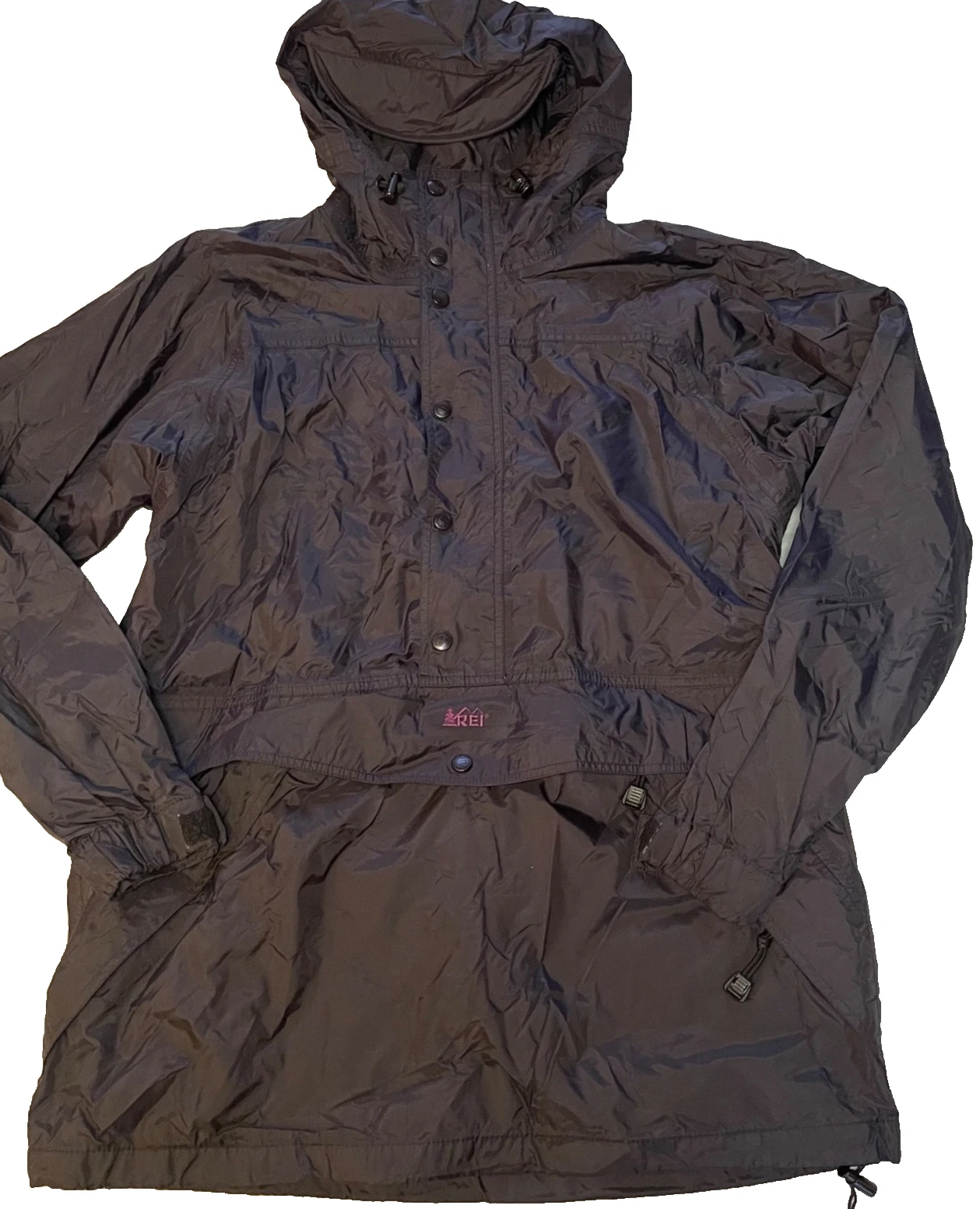 Vintage 90s REI Anorak Jacket Nylon Pullover Windbreaker Black Pink Size Small