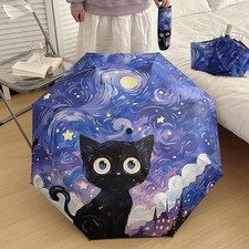 Cartoon Cat Purple Folding Umbrella Professional Sun Protection And UV Protectio