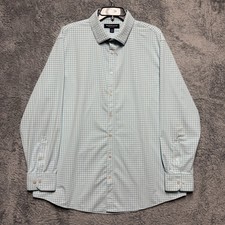 Mizzen Main Shirt Mens XL Classic Fit Blue Gingham Check Performance Stretch