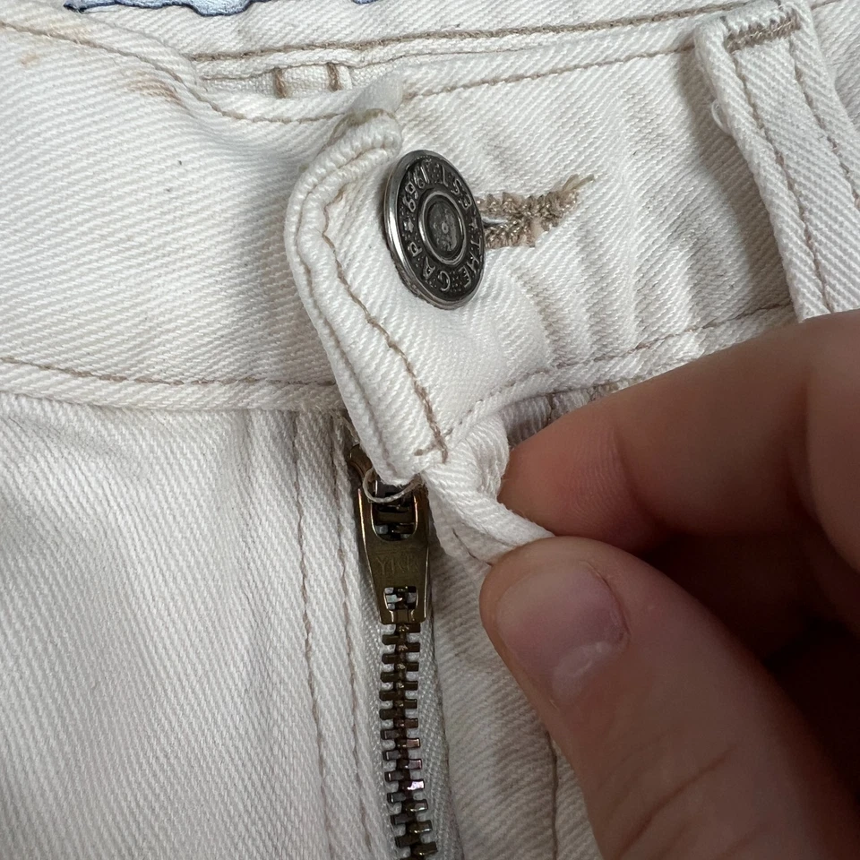 复古 GAP 宽松牛仔短裤男式 32x9 英寸宽松奶油色白色 Y2K 90 年代 — 第 2/4 张图片