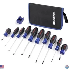 10-Piece Magnetic Screwdriver Set with Pouch, Non-Slip Grip for DIY Repair