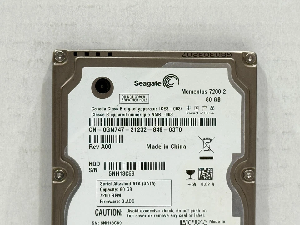 SEAGATE 9S5232-031 LAPTOP/NOTEBOOK HARD DRIVE MOMENTUS 7200.2 ST980813ASG 80 GB - Image 2 of 4