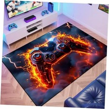 Gaming Area Rug Teen Boys Carpet, 3D Transparent Gamepad Background Game