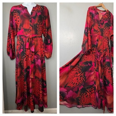 Premier Amour Maxi Dress Size 16 Fairy Butterfly Print Flowy Wedding Guest Moody