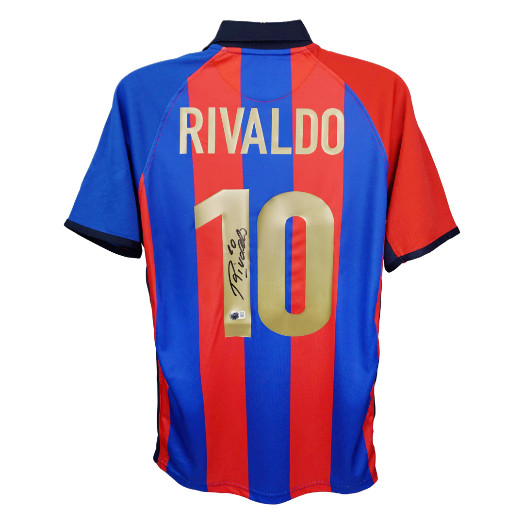 Rivaldo サイン入り FC Barcelona ベケット鑑定済 Rivaldo Signed FC Barcelona Home Soccer Jersey #10 with Beckett