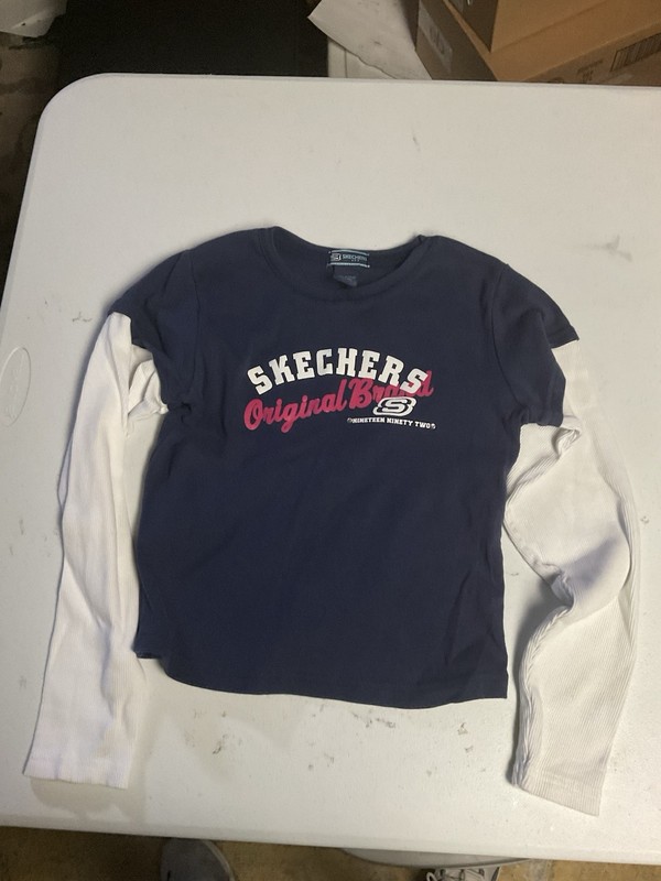 Girls Vintage Original Sketchers Long Sleeve Navy Shirt Size L 12-14