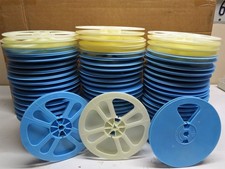 Bulk Lot 73 Vintage 400ft Film Reels: 63 Blue Super 8  10 White Regular 8mm