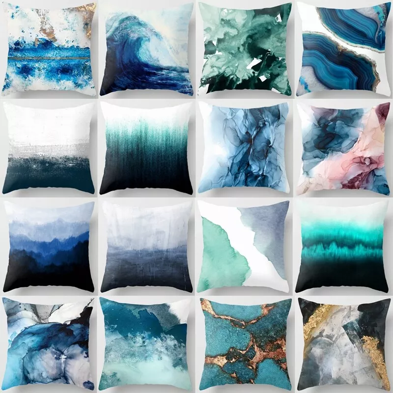 Teal print throw pillows sale