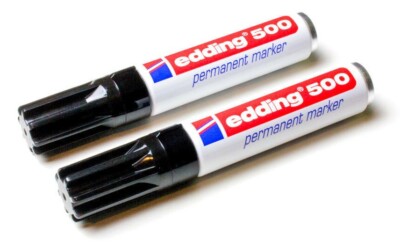 2 x Edding 500 permanent Marker, Permanentmarker schwarz, 2 - 7 mm, Keilspitze