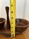 Vintage MCM Walnut Wood Spinning Condiment Dish Nut Bowl — photo 8