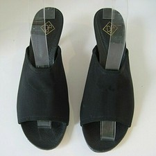 Donald J Pliner Bety Black Fabric Mules Slip On Open Toe High Heel Sandal 7.5 M