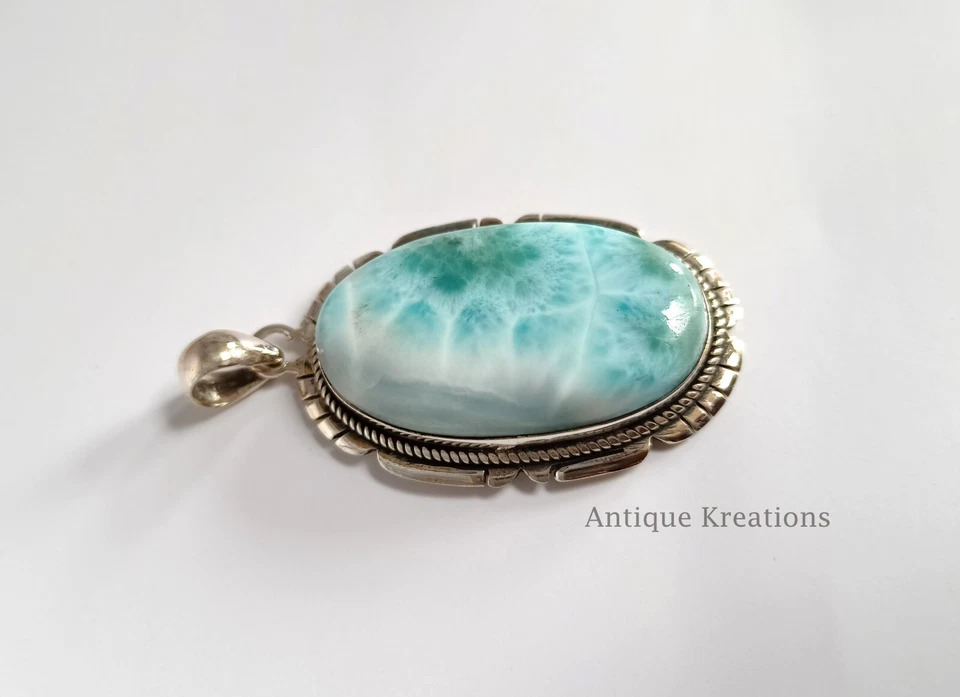 Ювелирные изделия кулон из натурального ларимара из стерлингового серебра 925 пробы с целебным голубым кристаллом - Изображение 4 из 4