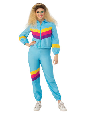 Adult 80's Track Suit Fancy Dress Costume Blue Shell Suit Chav Outfit  Scouser UK