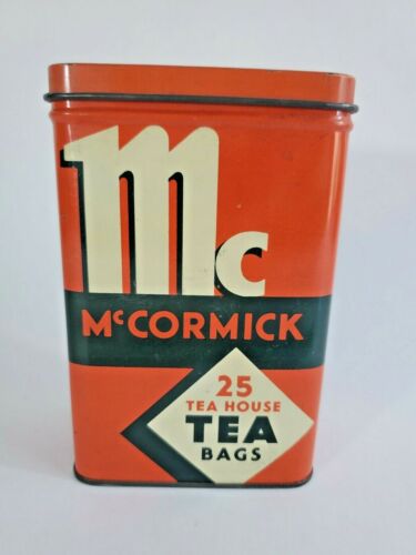 1938 Vintage Red McCormick Orange Pekoe Tin Ships Free!