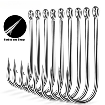 100pcs/pack Long Shanked Barbed Fishing Hook High Carbon Steel Saltwater Hook