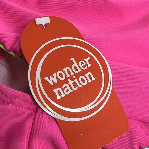 Traje de baño Wonder Nation para niñas bebé talla 12 meses rosa neón retro años 80 nuevo - Imagen 7 de 12